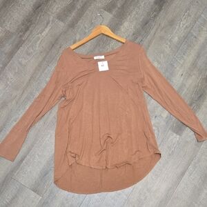 Elegant Brown Long Sleeve Top